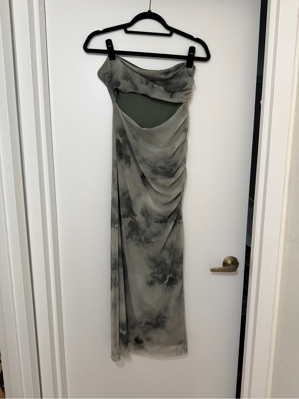ZARA Olive & Gray Draped BodyCon Cutout Maxi Dress